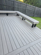 EVERTEX Essence Earth Stone PVC deck with a built-in bench