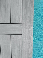 EVERTEX Pioneer Silver Grey PVC decking at a pool edge