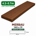 Merbau decking 140 x 19 mm, long random lengths 4.2 to 5.7 m