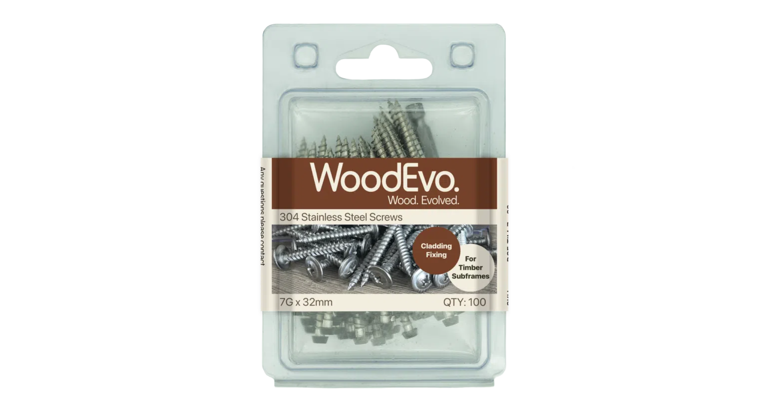 WoodEvo timber cladding screws 7g x 32mm, pack of 100
