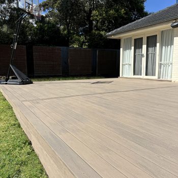 EVERTEX Pioneer PVC decking on a low backyard deck